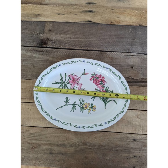 Vintage 1992 Terrace Blossoms Stoneware 14" Oval Serving Platter - Picture 5 of 6